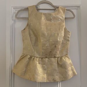 H&M Gold Jacquard Peplum Blouse